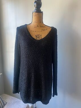 NWT Apt 9 Sz 1X Black V-Neck Women’s Sweater - Classic Knit with sparkle